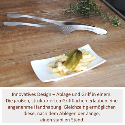 VEZOREY® - Küchenzange - Grillzange - Edelstahl Küchenhelfer mit integrierter Standfunktion-4